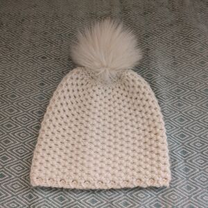 Phase 3 Cream Knit Beanie with Pom Pom